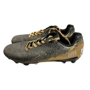 DSG Black and Gold Athletic Soccer Shoes with Textured Upper
